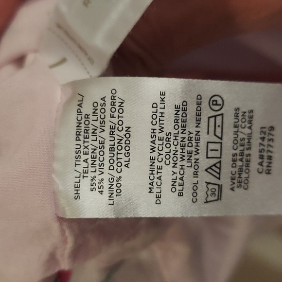 ANN TAYLOR Floral Linen Blend Lined Pink Dress - Picture 12 of 13